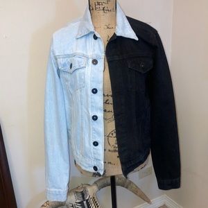 Two tone denim jacket 🤍🖤